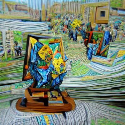 Maximalist 3D Image in Picasso Van Gogh Style