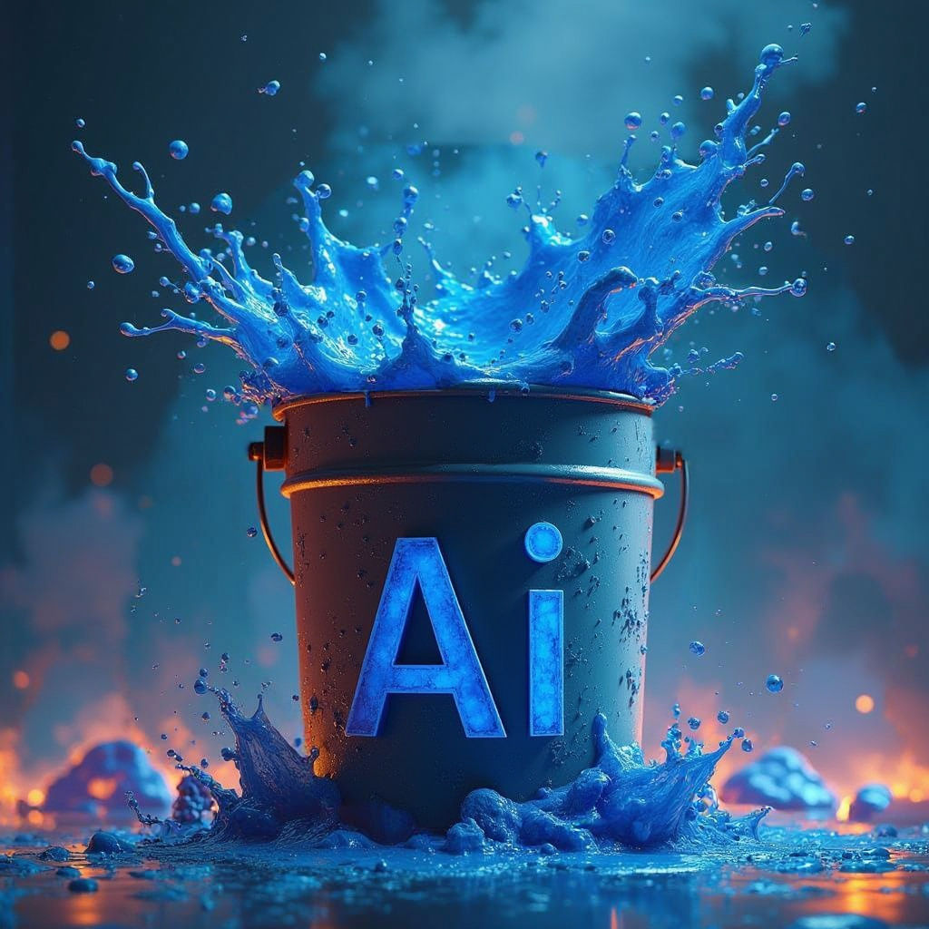 Blue Lava Paint Bucket with AI Letters