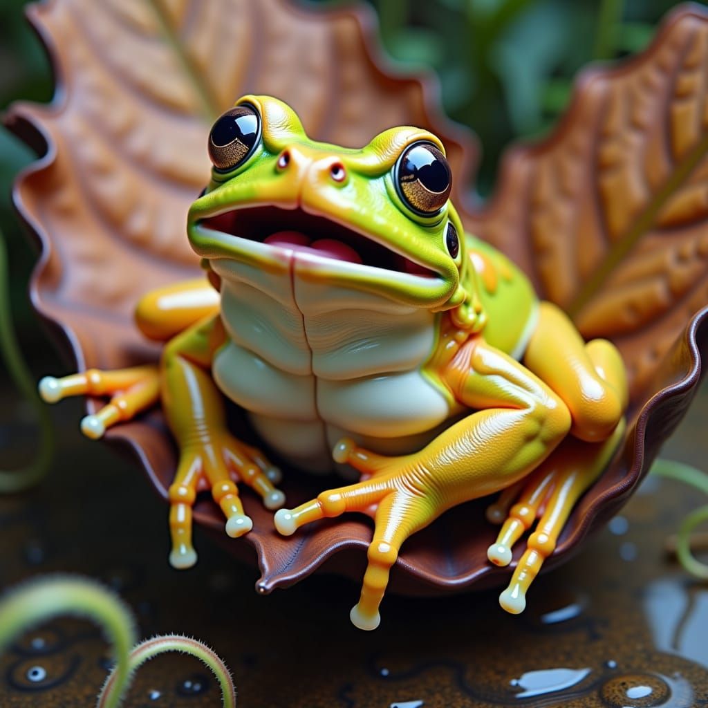 Cute Frog Croaking in Enchanting Style