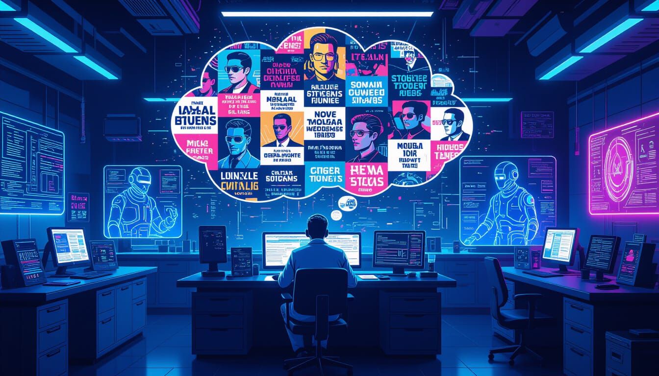 Futuristic Marketer Brainstorms Headlines in Cyberpunk Style