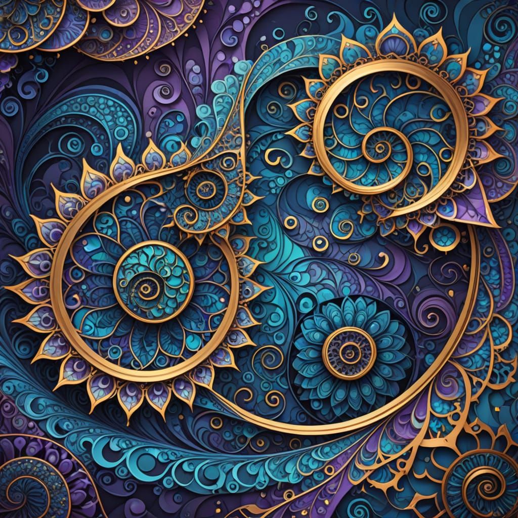 Dreamy Fractal Vortex in Vibrant Blues and Purples