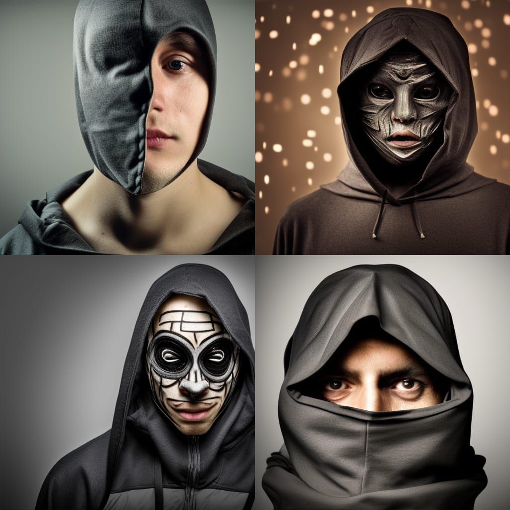 Eerie Masked Figure Emerging from the Dark