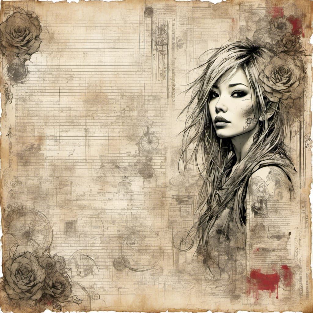 Grunge Style Lined Journal Paper