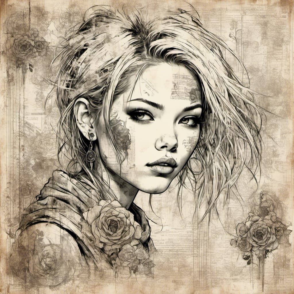 Grunge Poster Style Lined Journal Paper