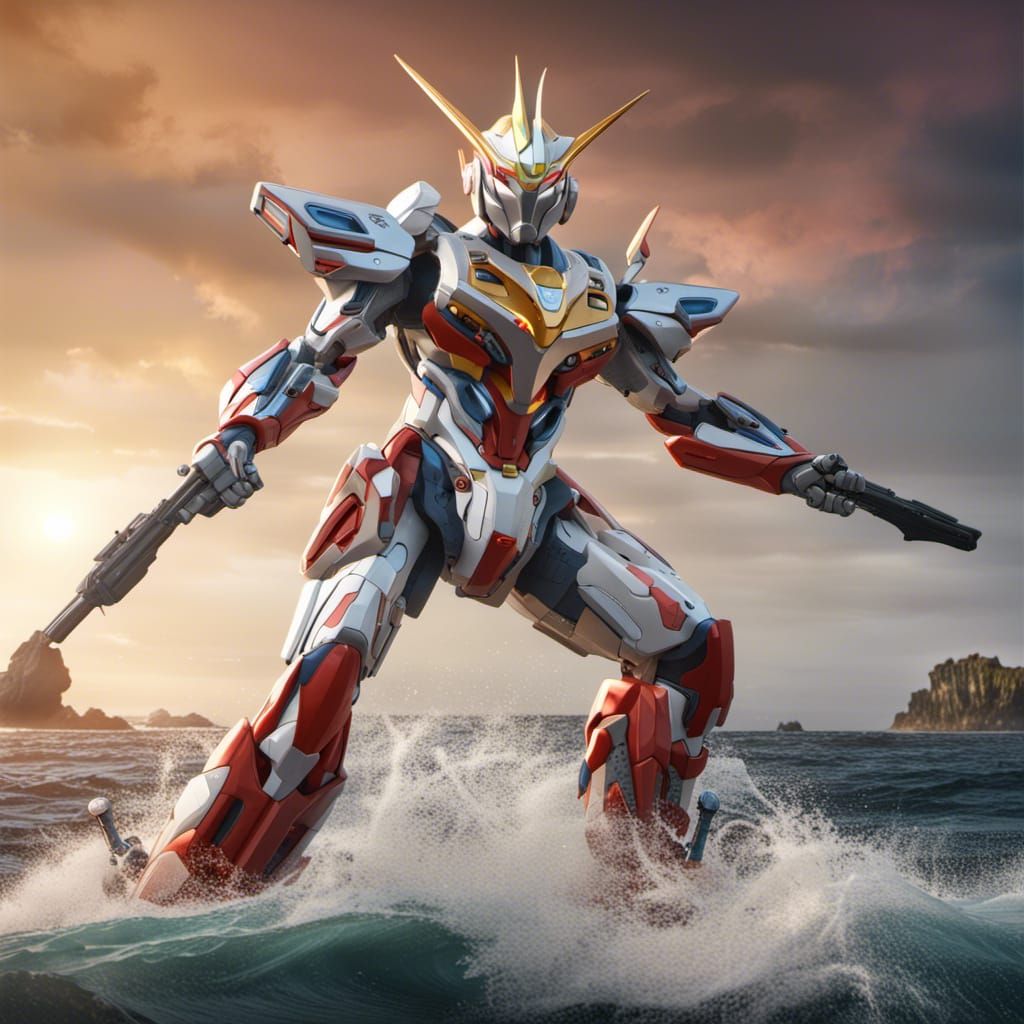Ultraman Gaia as Gundam on the Sea