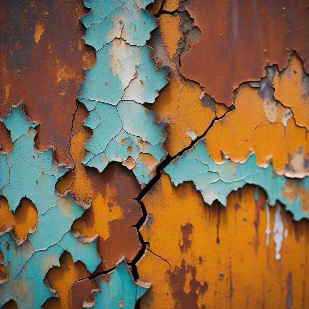 Close-up Details of Aging Rust and Peeling Paint