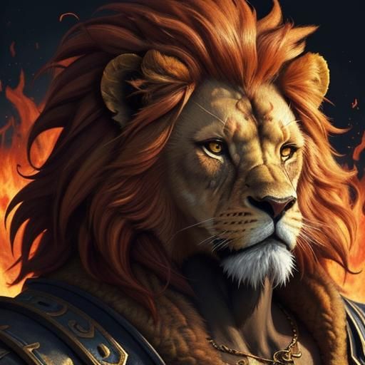 Fiery Lion's Mane in Impasto Style