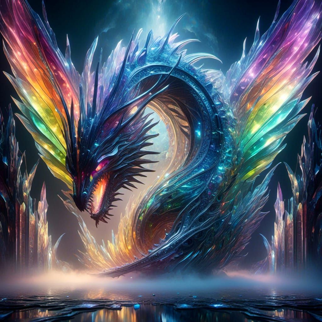 Rainbow Dragon's Crystalline Cubist Portal Journey