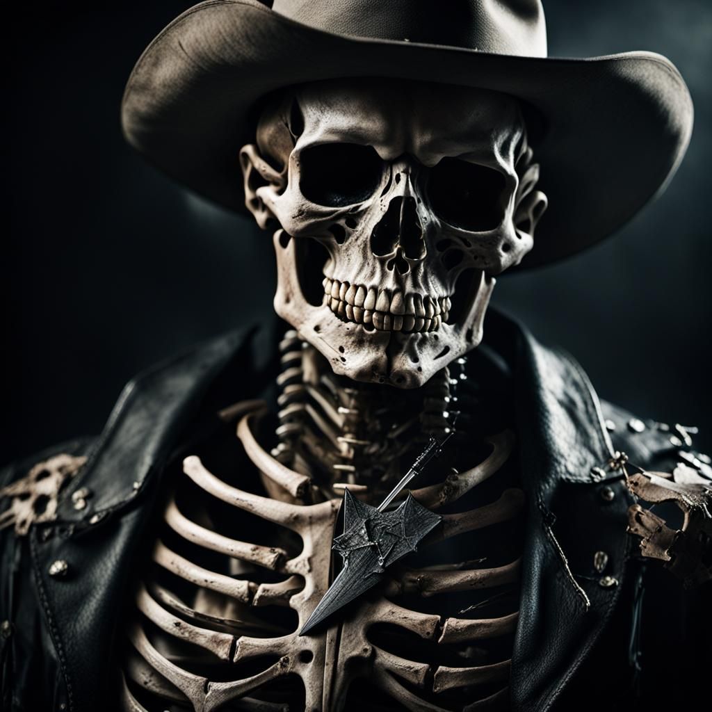 Skeleton Cowboy's Tragic End: Dark Portrait