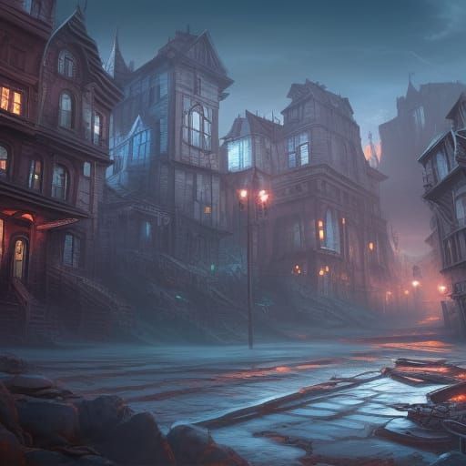 Fantastical Ghost Town Concept Art