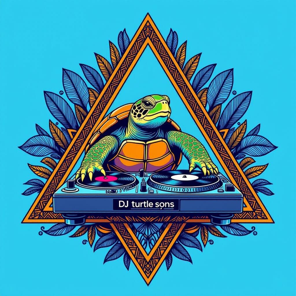 Reggae Turtle DJ in Ornate Triangle Frame