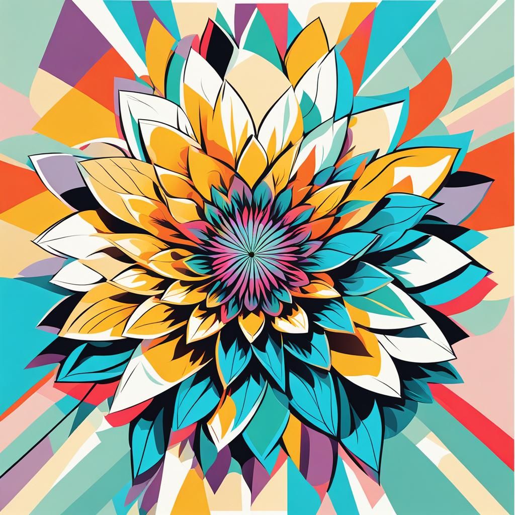 Blooming Flower in Pastel Pop Art Style
