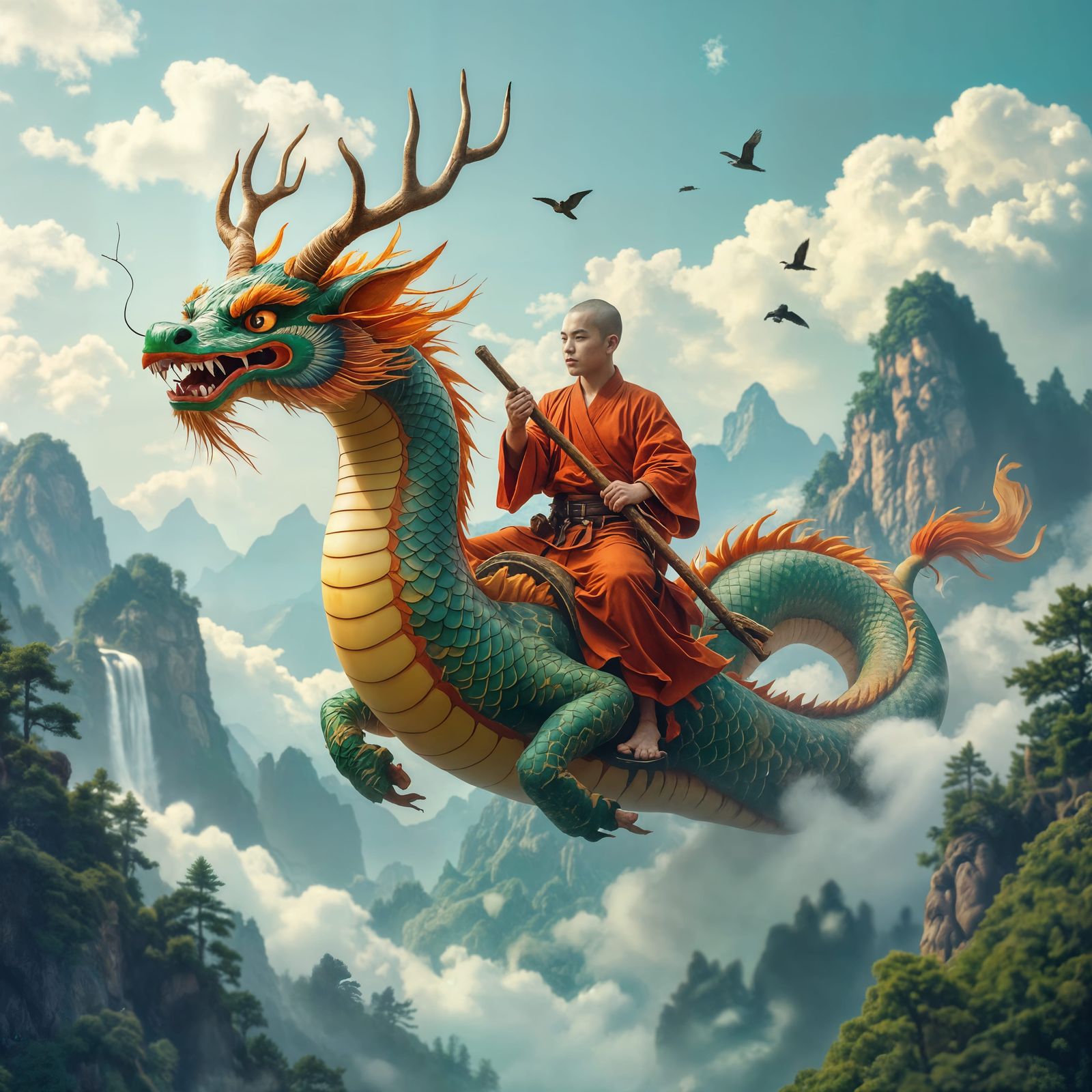 Shaolin Monk Rides a Proud Shen Long