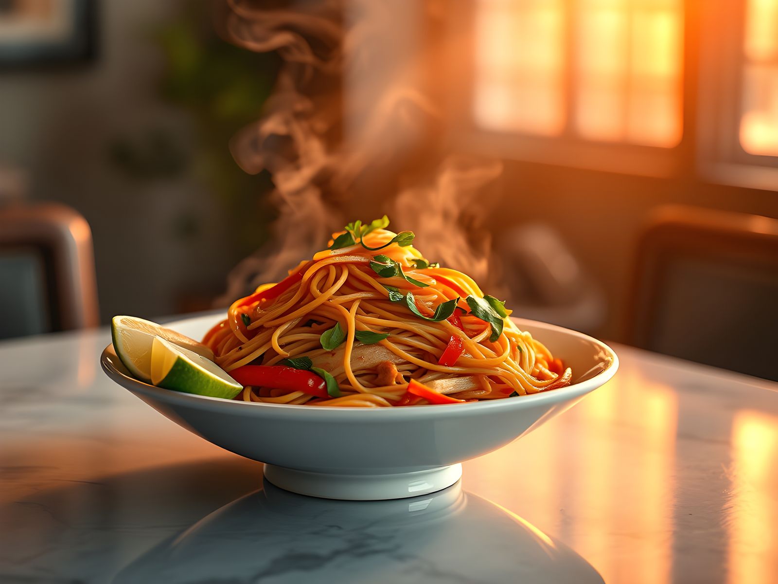 Detailed Pad Thai Food Photography in 8K