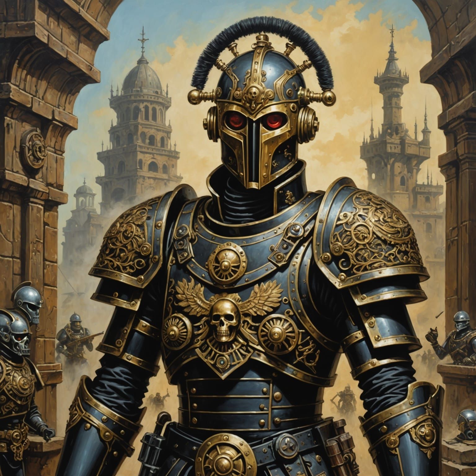 Heroic Brass Legionnaire Automaton in Bronze Punk Style