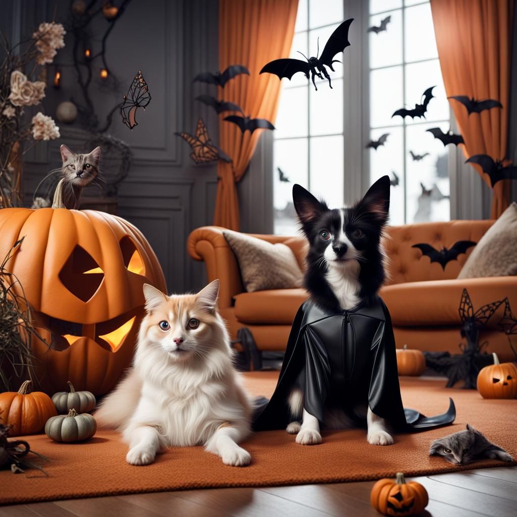 Dog and Cat Halloween Costume Party