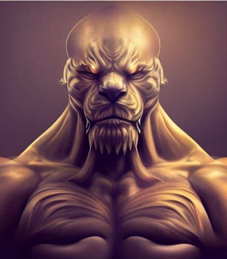 Crowned Muscular Lion: Epic Digital Matte Painting