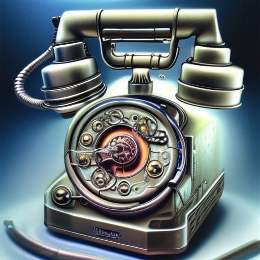 Ethereal Clockpunk Telephone in Radiant Moonlit Fantasy