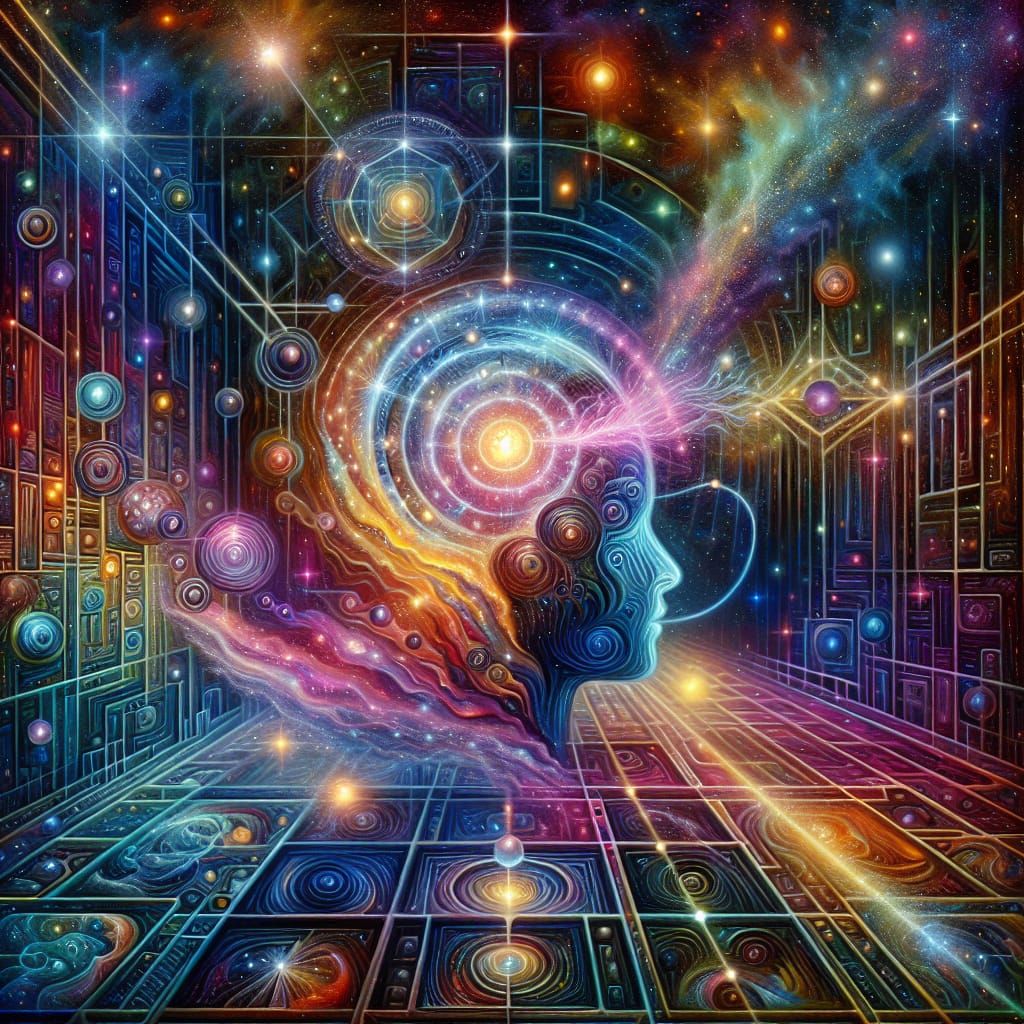 Holographic Astral Projection of Minds in Surrealist Art