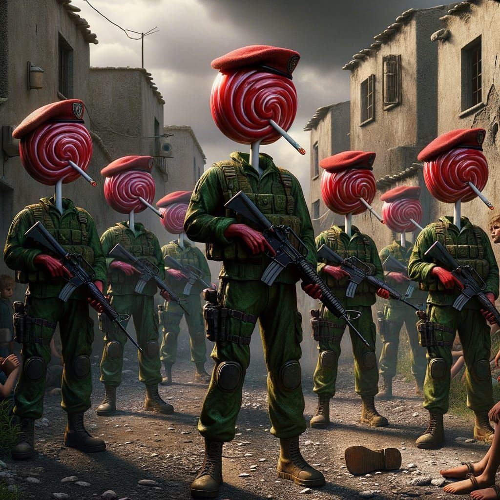 Lollipops in Camo Patrol a War-Torn Village
