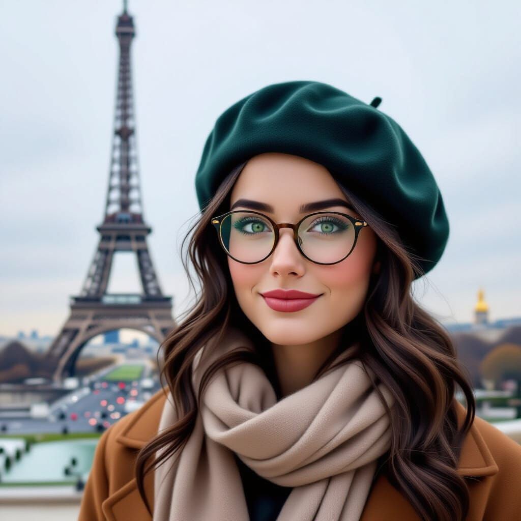 Parisian Woman with Beret in Impressionist Style