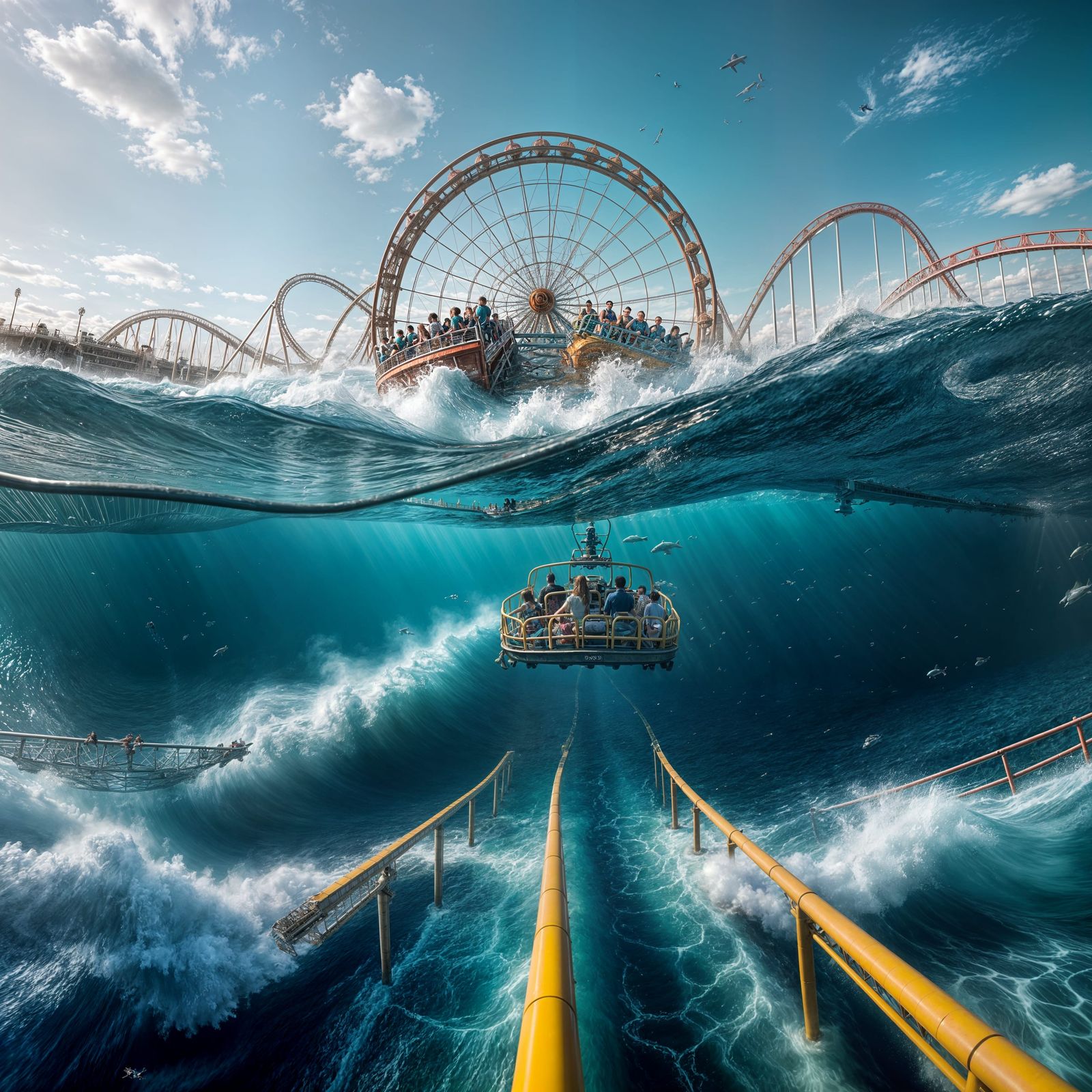 Underwater Roller Coaster Ride: Hyperrealistic Seascape