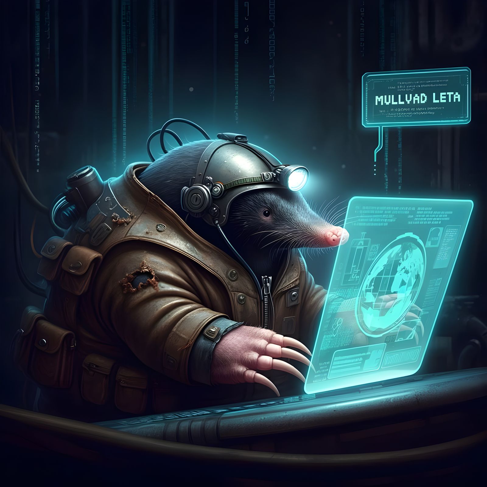 Mole in Cyberpunk Space Searches the Internet with MULLVAD L...