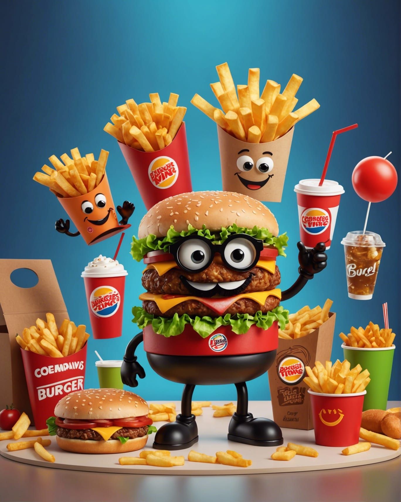 Dancing Fast Food Characters: 3D Digital Art