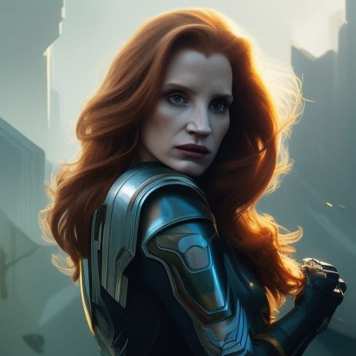 Jessica Chastain Portrait in Hyperdetailed Digital Art