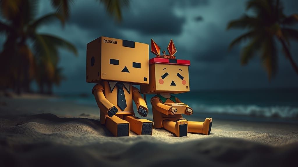 Tommy Danger and Ms Zing  are anthropomorphic cardboard boxes liquified beautiful cute amazing incredible fantastic like...