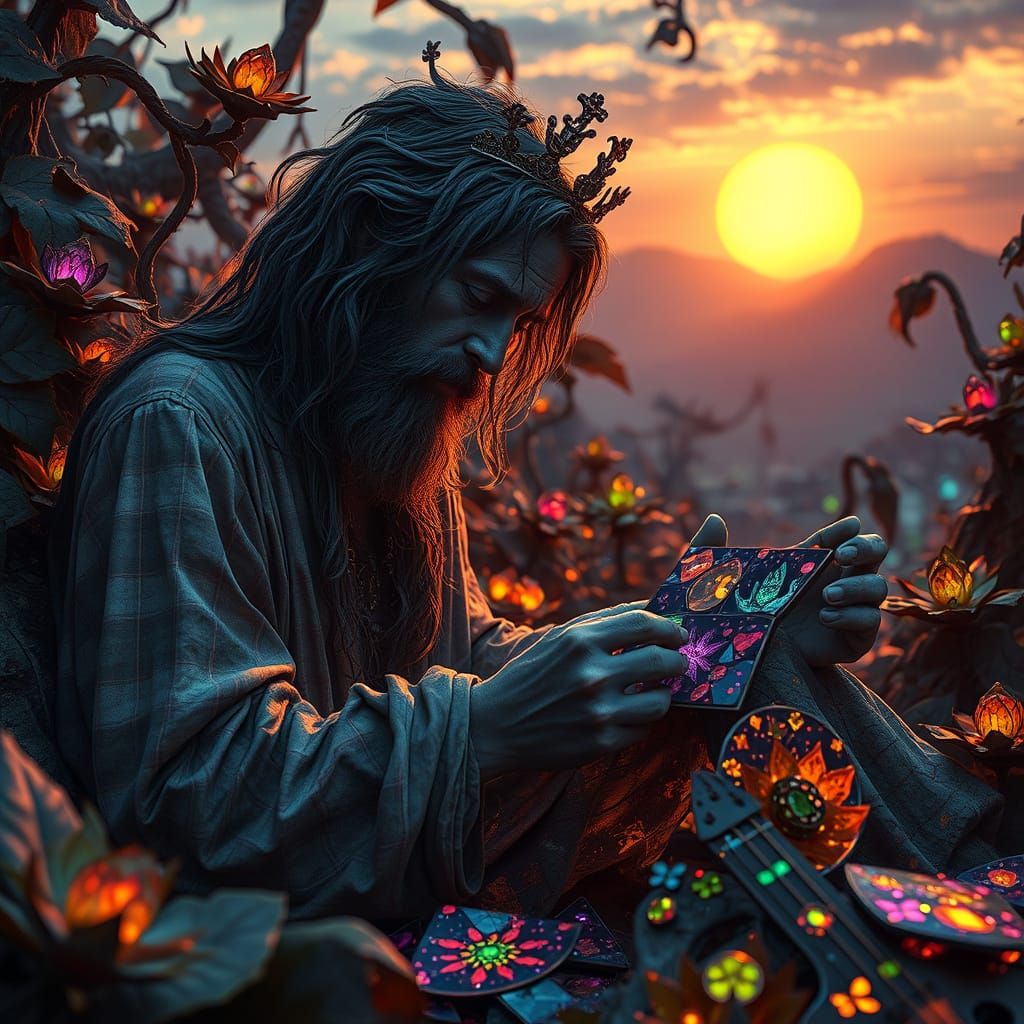 Mystical Prince in Bioluminescent Fantasy Kingdom