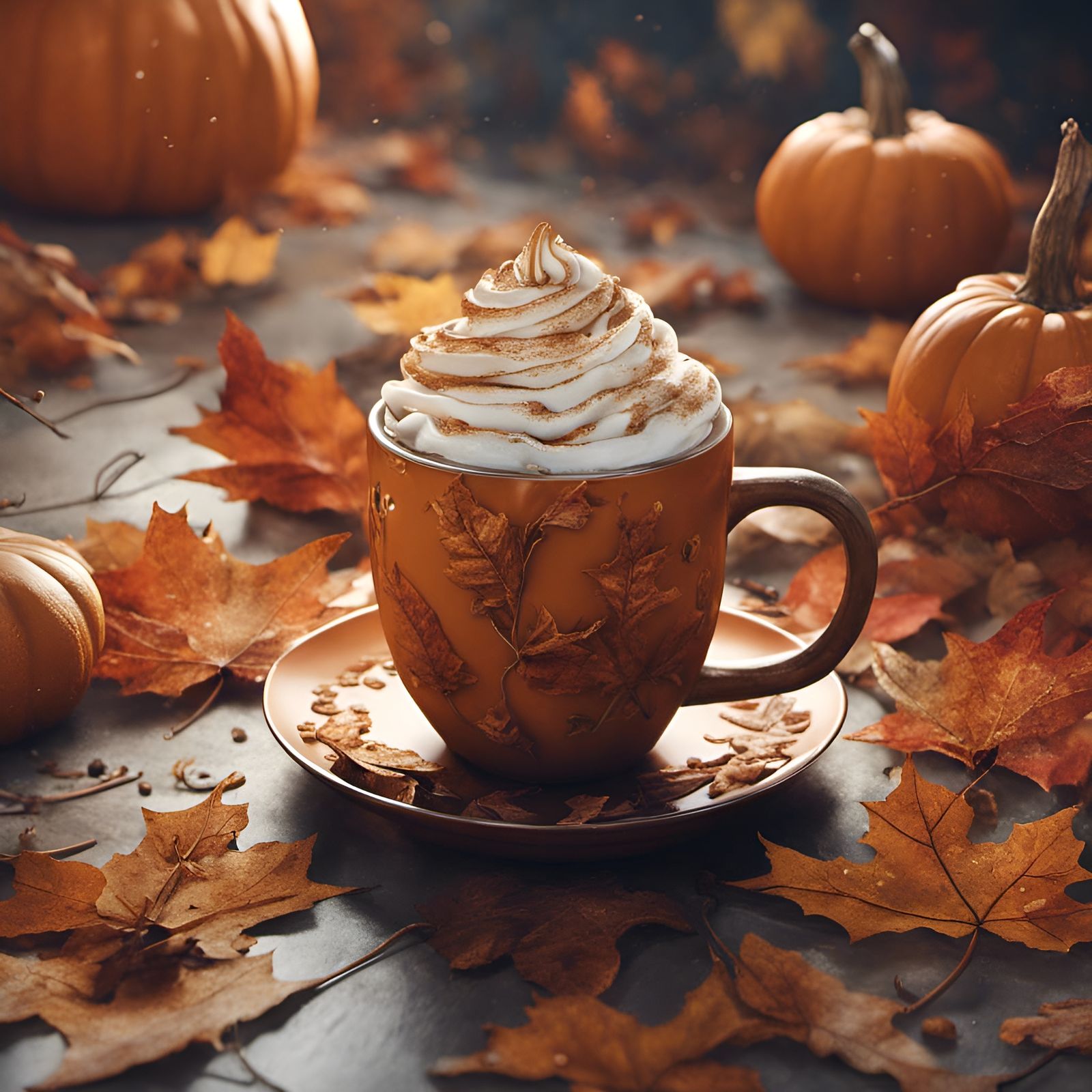 Pumpkin Spice Latte with Autumnal Elements