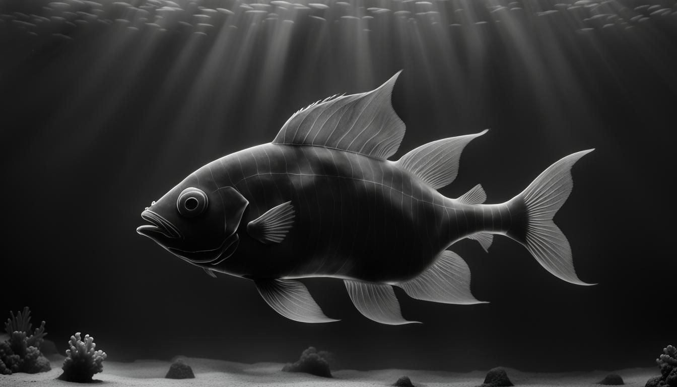 Translucent Fish Silhouette Animation in Ocean Depths