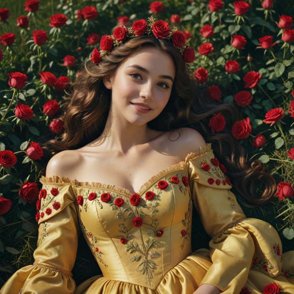 Belle With Red Roses