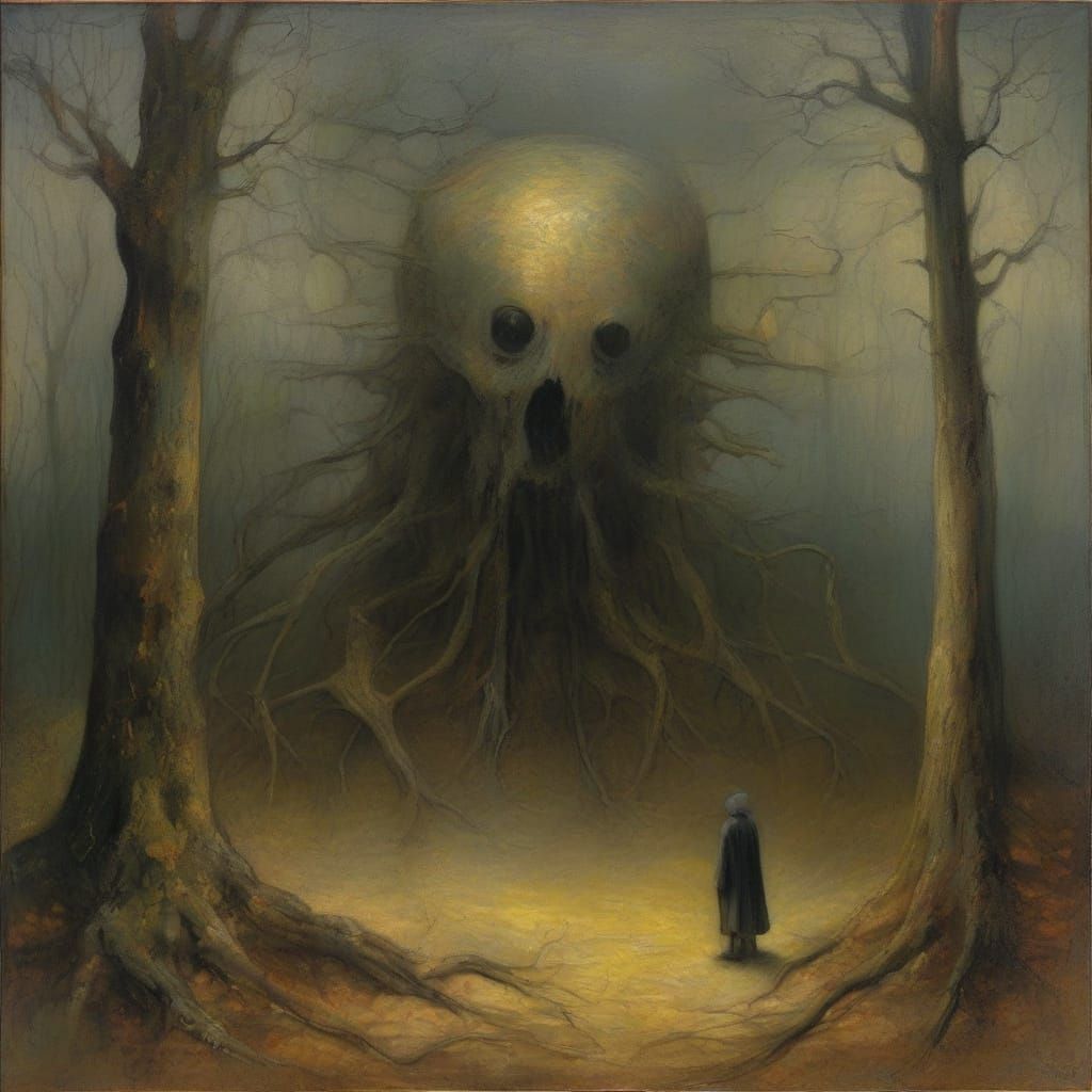 Sinister Forest Monster in Gouache and Watercolor