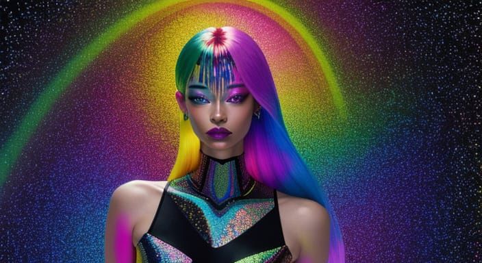 Celestial Holographic Portrait of a Woman