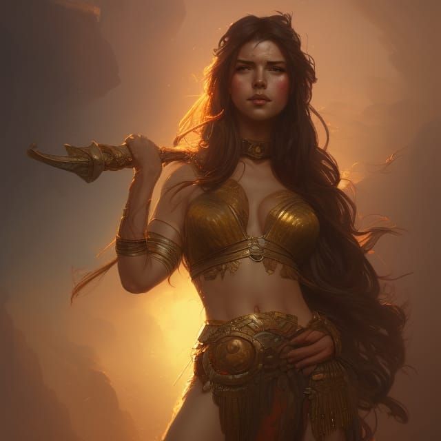 Hyperdetailed Portrait of Sun Warrior Princess