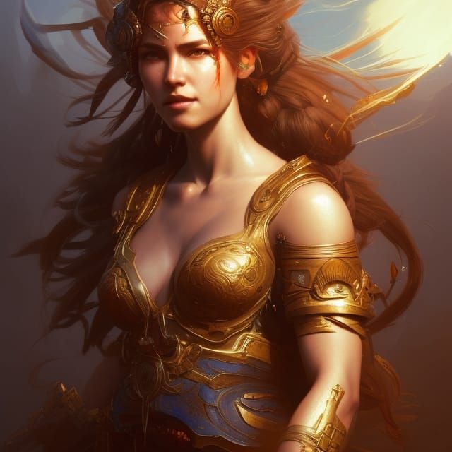 Warrior Princess Portrait in Hyperdetailed Style