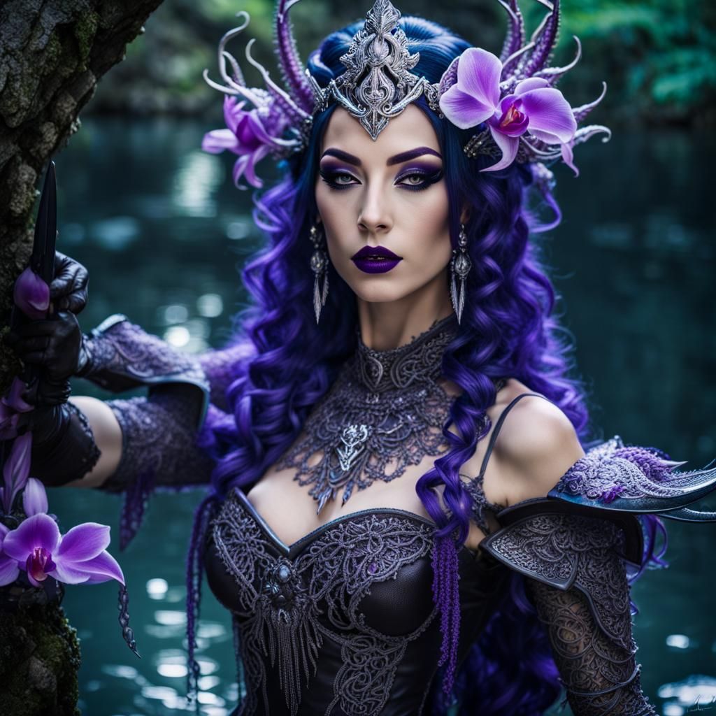 Elven Princess in Rain, Dark Fantasy Concept Art