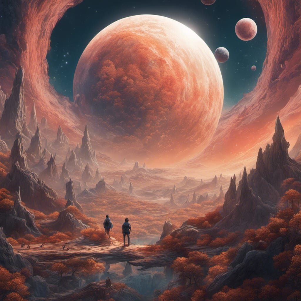 Tiny Planet with Giant Birds in Space