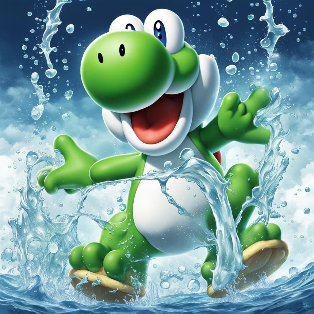 Yoshi from Super Mario in Anime Art Style