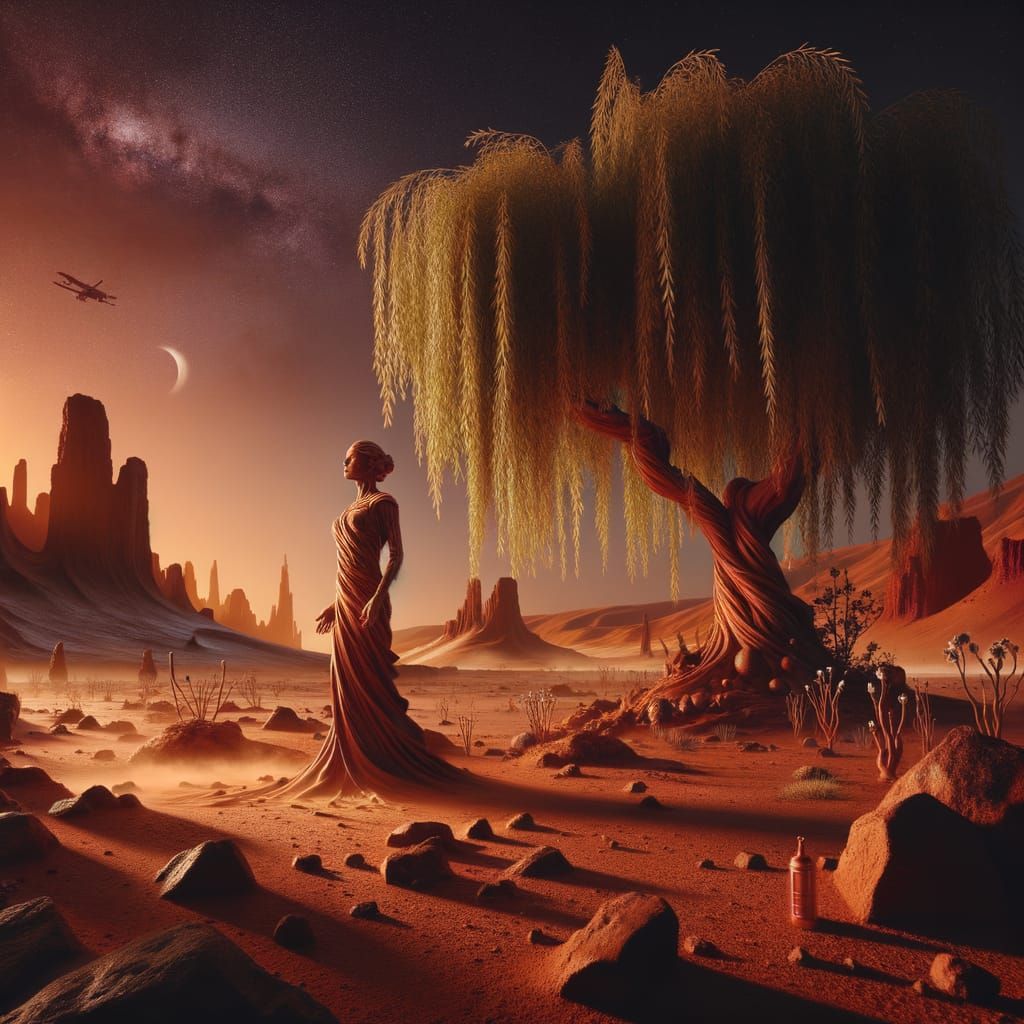 Chocolate Woman on Mars in Matte Painting Style