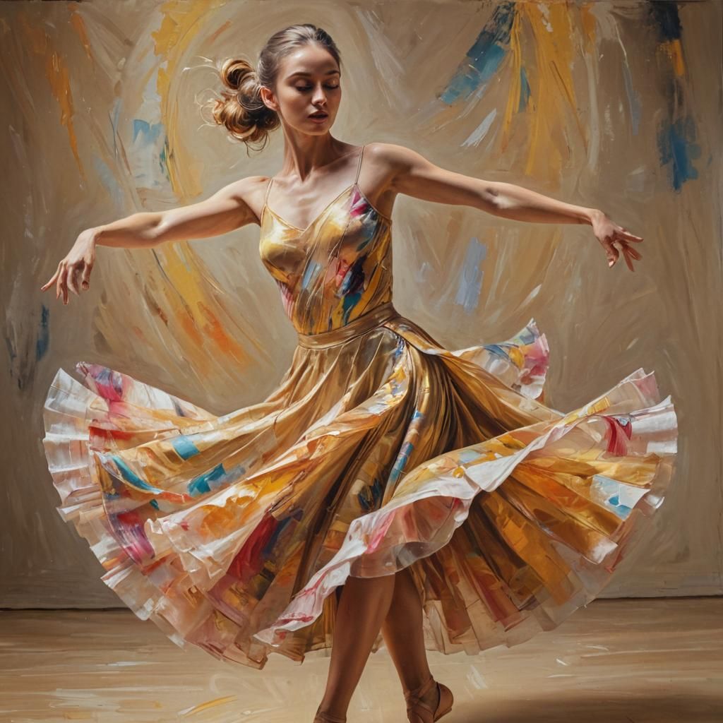 Expressive Dance Art in Vibrant Oil Painting