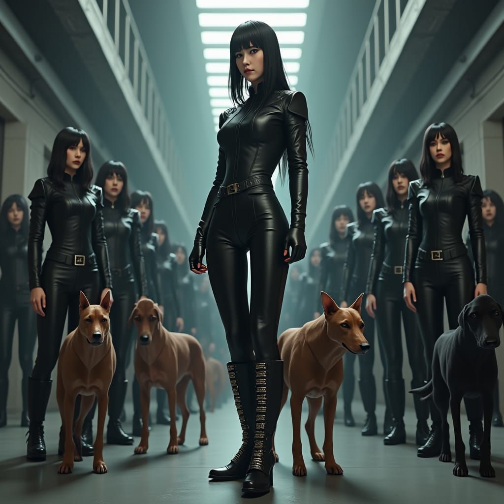 Stern Governess Oversees Guards in Anime Style