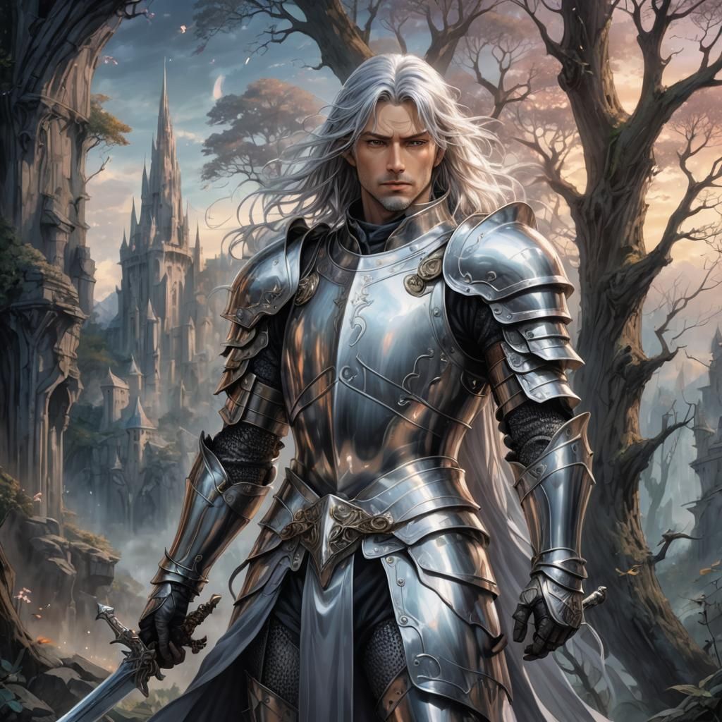 Anime Knight in Fantasy Environment