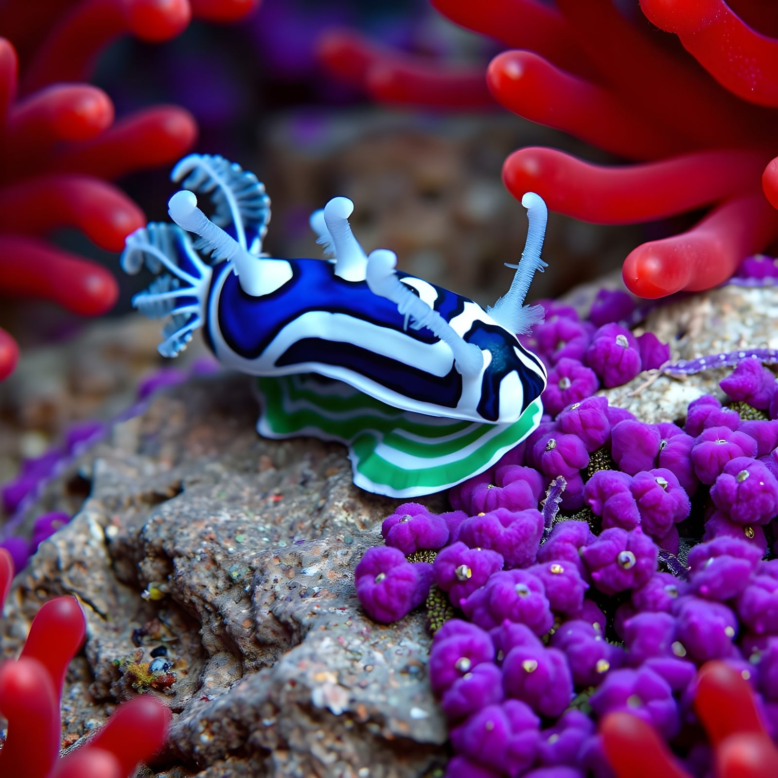 Microscopic Sea Slug Nudibranch in Vivid Colors