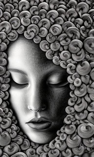 Dark Aesthetic Pencil Sketch of Janus with Flowers