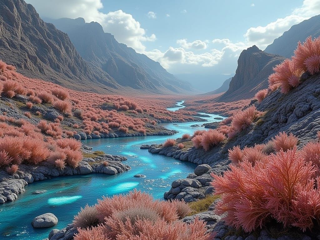 Surreal Gemstone World with Iridescent Hues and Prismatic Sh...