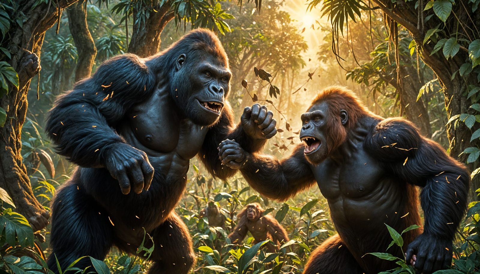 Gorilla vs Orangutan in Amazon Landscape