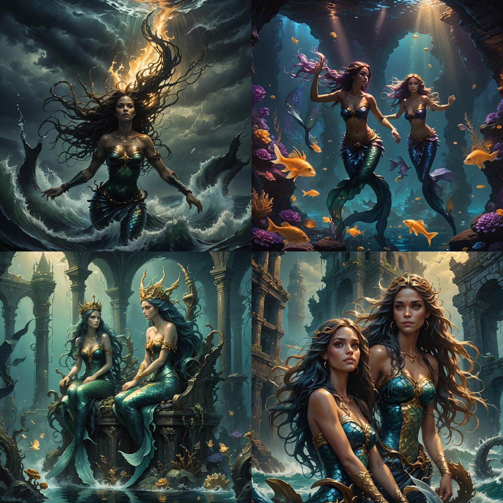 Sinister Mermaids in Dark Fantasy Style